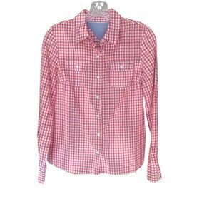 Tommy Hilfiger Womens Long Sleeve ButtonUp Gingham Pink/White/Orange Size Small